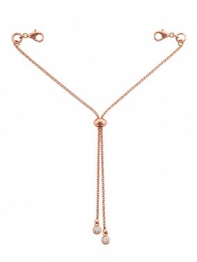 Rose Gold Drop Slider Necklace Extender with Cubic Zirconia Accents